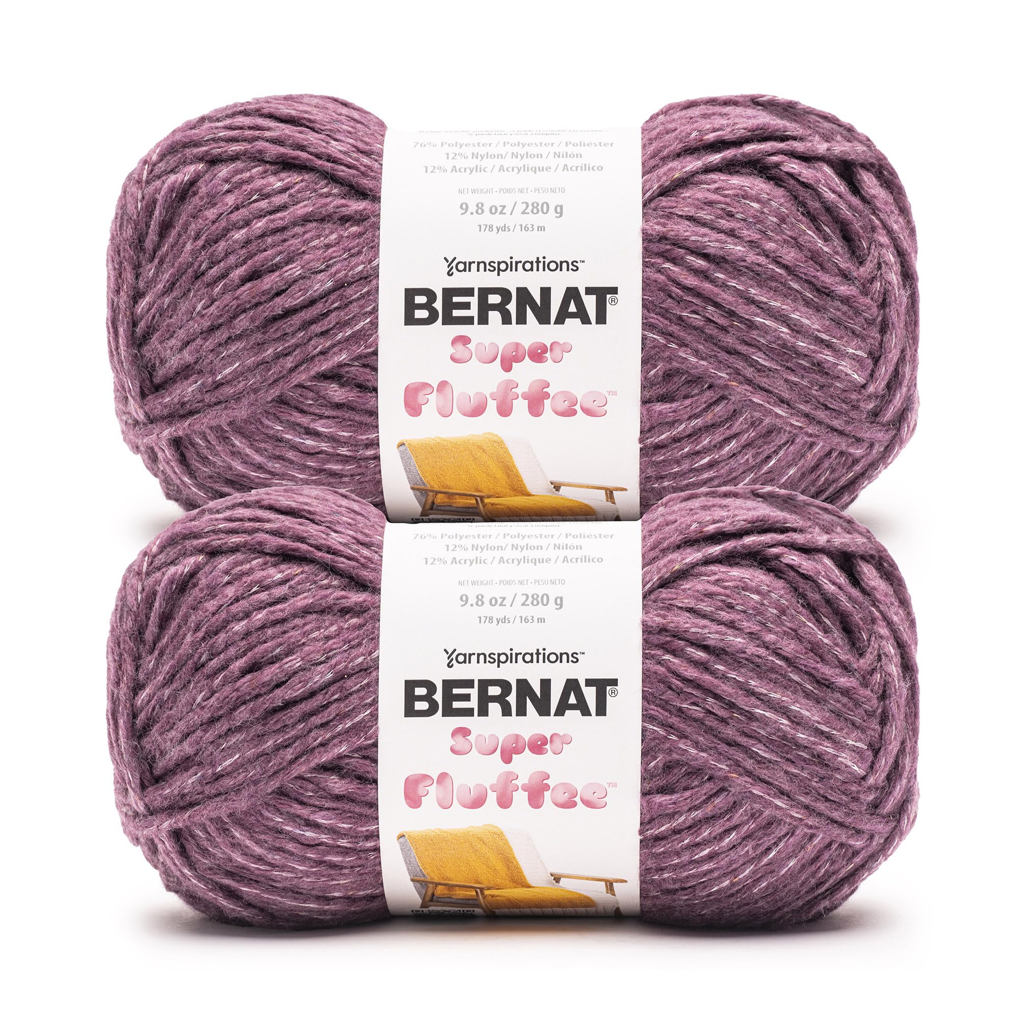 Bernat Super Fluffee Plum fil haut de gamme épais nuance prune pour des ouvrages durables