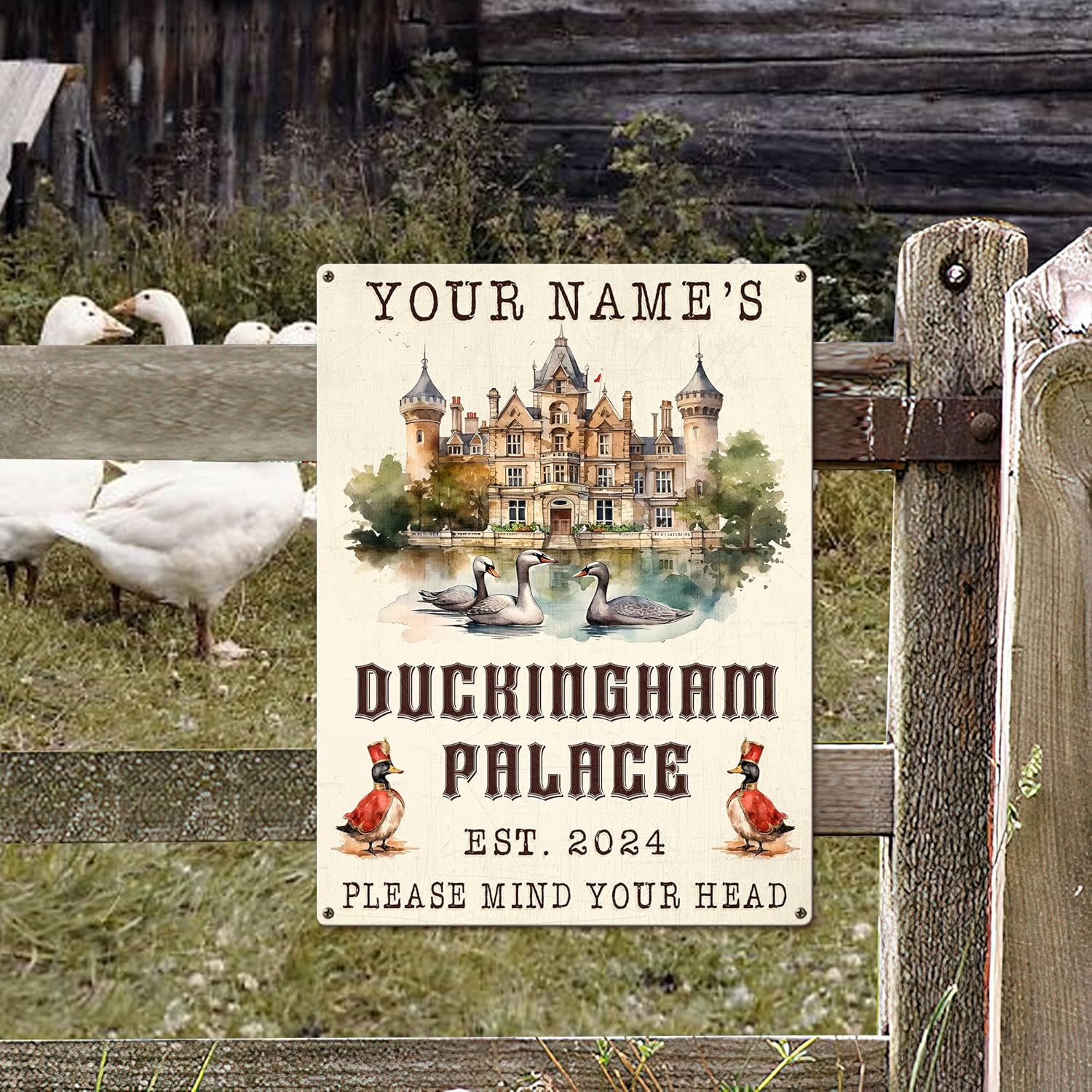 Personalized Duck House Quack Shack Pasture Metal Sign, Rustic Style, Duck Coop Metal Sign, Outdoor Metal Duck Signs for Duck House Décor, Gifts for Duck Lovers and Enthusiasts (06)
