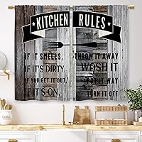 Vista 45 de Cortinas de cocina marrón con temática de café, estilo campestre, rústico, moderno, latte, pequeñas, cortas, para ventana de cafetería, cortinas