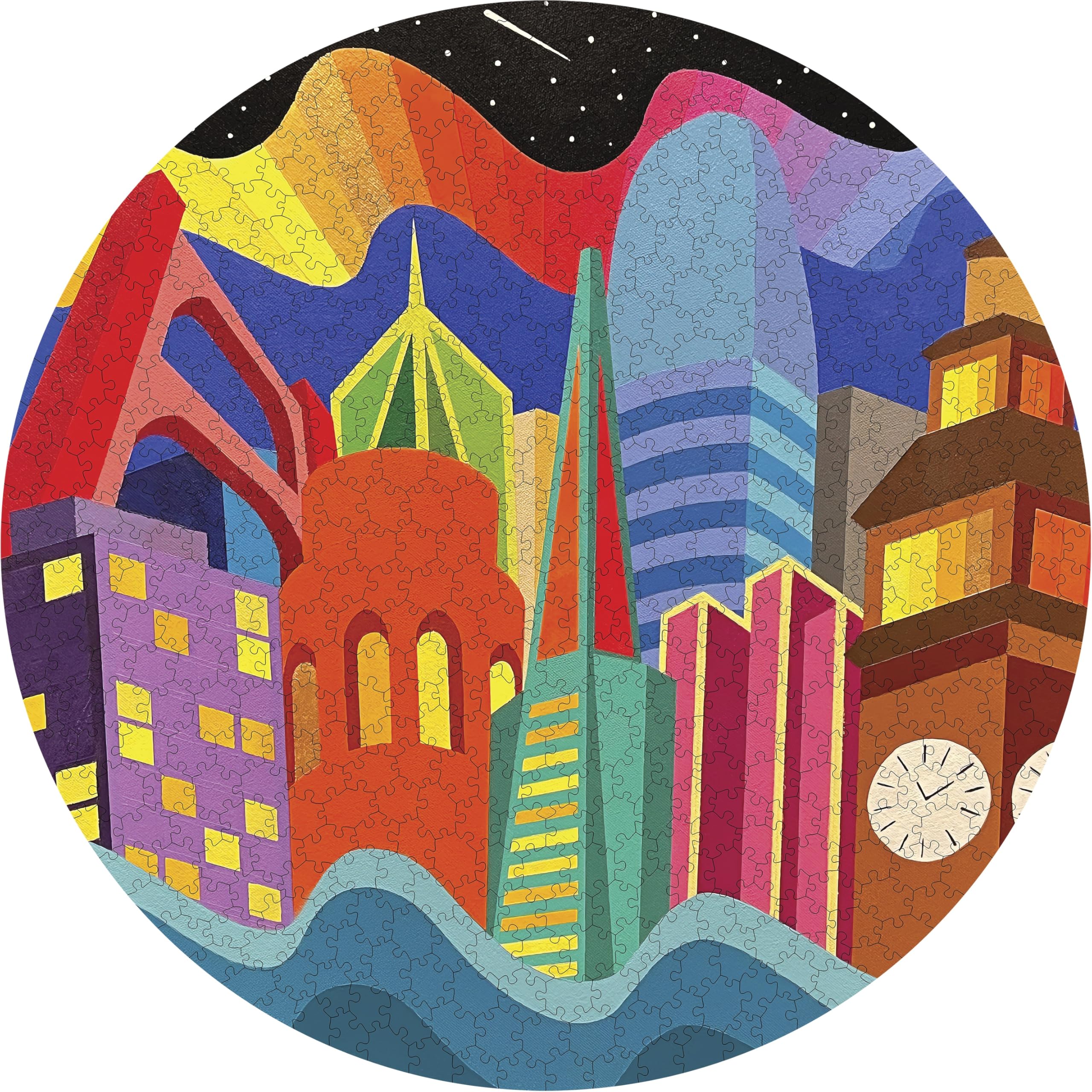 Pomegranate Circular 500-Piece Jigsaw Puzzle for Adults, Jordan Herren's City Vibes, Circular Puzzle, Matte Finish, Snug Fit - Image 2