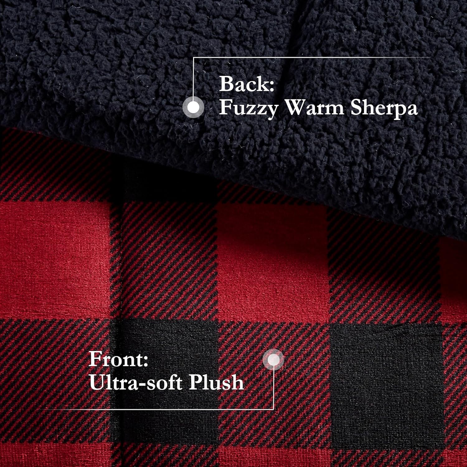 Woolrich Reversible Comforter Set Ultra Soft Plush to Sherpa, Down Alternative, Cold Weather Winter Warm Bedding, with Matching Sham, Decorative Pillow Red/Black Buffalo Check King 4 Piece