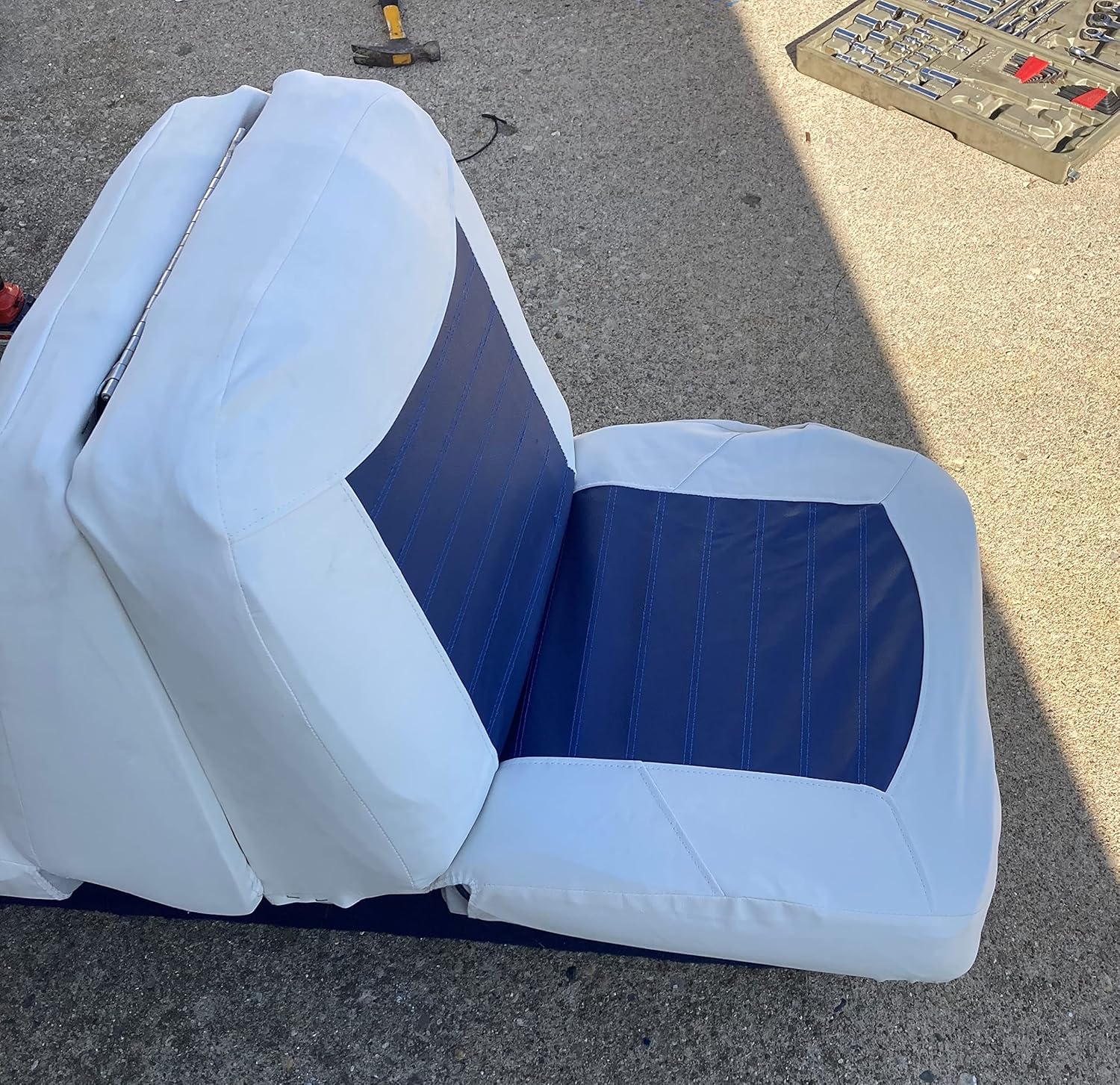 Boat Seat Cover Skin Replacements: All White Vinyl Upholstery for Marine Back-to-Back Lounge Bench Seats