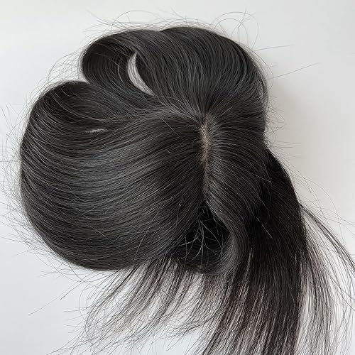 Miniatura 2 de MorningWigs Toppers para mujer, 100% cabello humano Remy, 5.5 x 5.9 in, base de seda completa, cabello lacio para adelgazar la pérdida de cabello