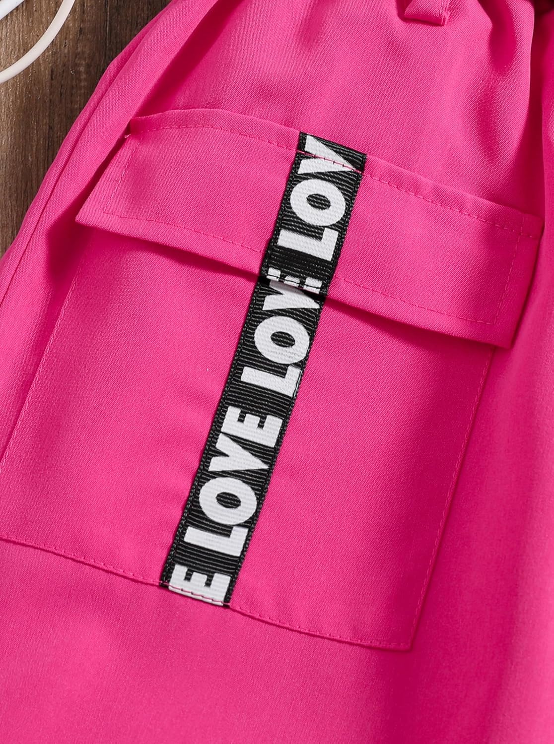 Hilinker Girls Cargo Pants Loose Hip Hop Dance Pants Elastic Waist Letters Jogger Pants - Image 5