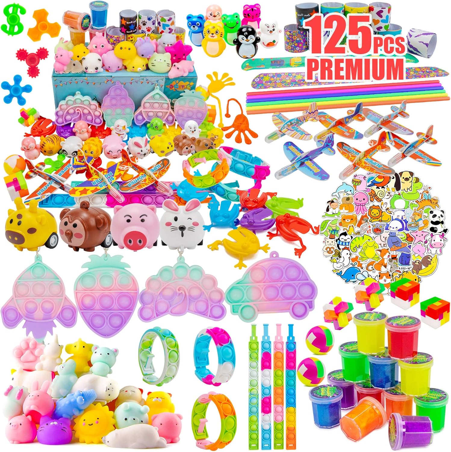 DQstar Party Favors Toy for Kids 4-8-12, Treasure Box Prizes for Classroom, Goodie Bags Stuffers, Prize Box Toys, Birthday Party Gifts, Carnival Prizes, Pinata Fillers, Treasure Chest