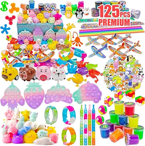 DQstar Juguete de recuerdos de fiesta para niños de 4 a 8 a 12 años, premios de caja del tesoro para aula, bolsas de regalo, juguetes de caja de