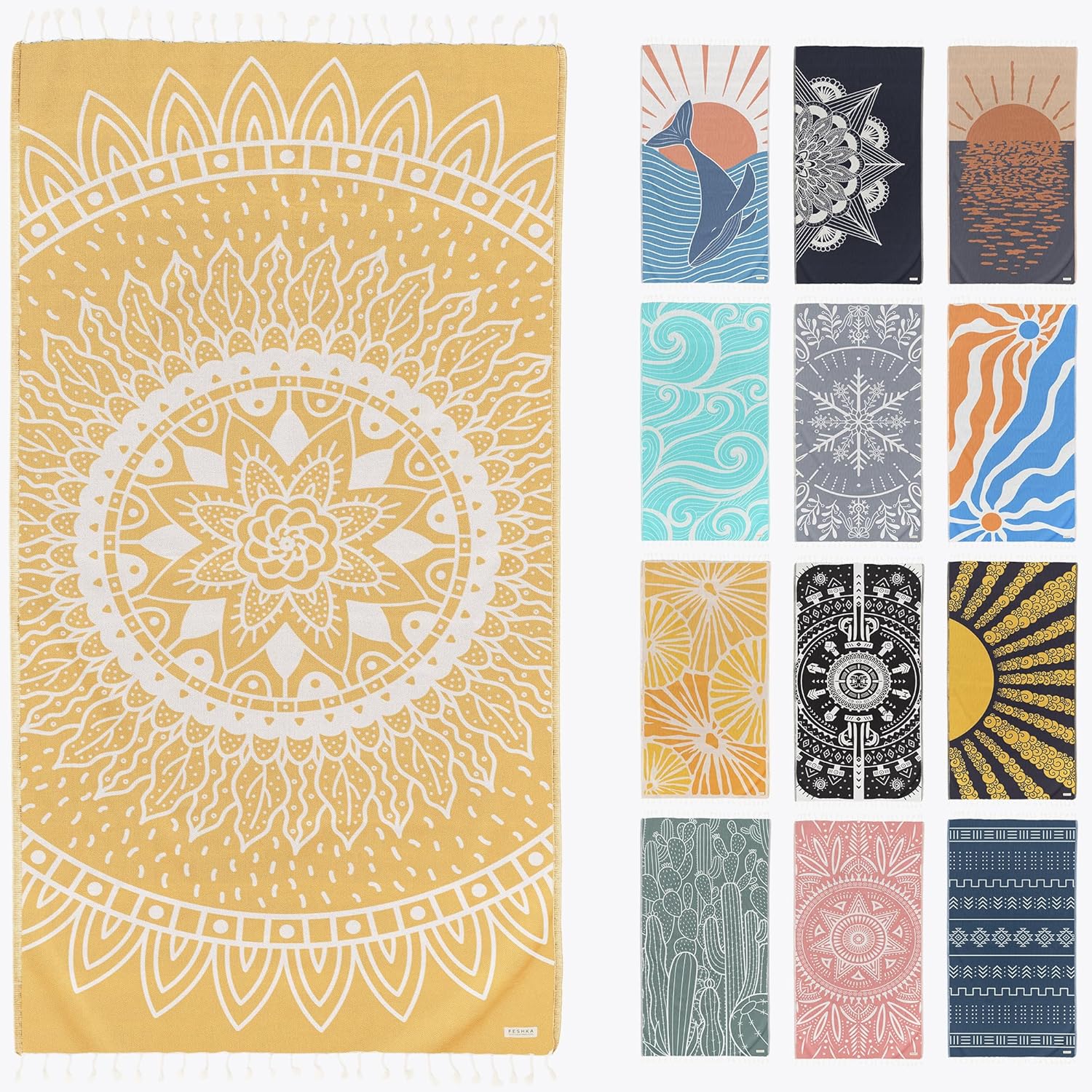 Sand Proof Turkish Beach Towel – Oversized, Quick Dry & Lightweight Travel Towel - 100% Organic Cotton Beach Blanket - Perfect for Bath, Pool & Picnic | Summer Waves (Turquoise)