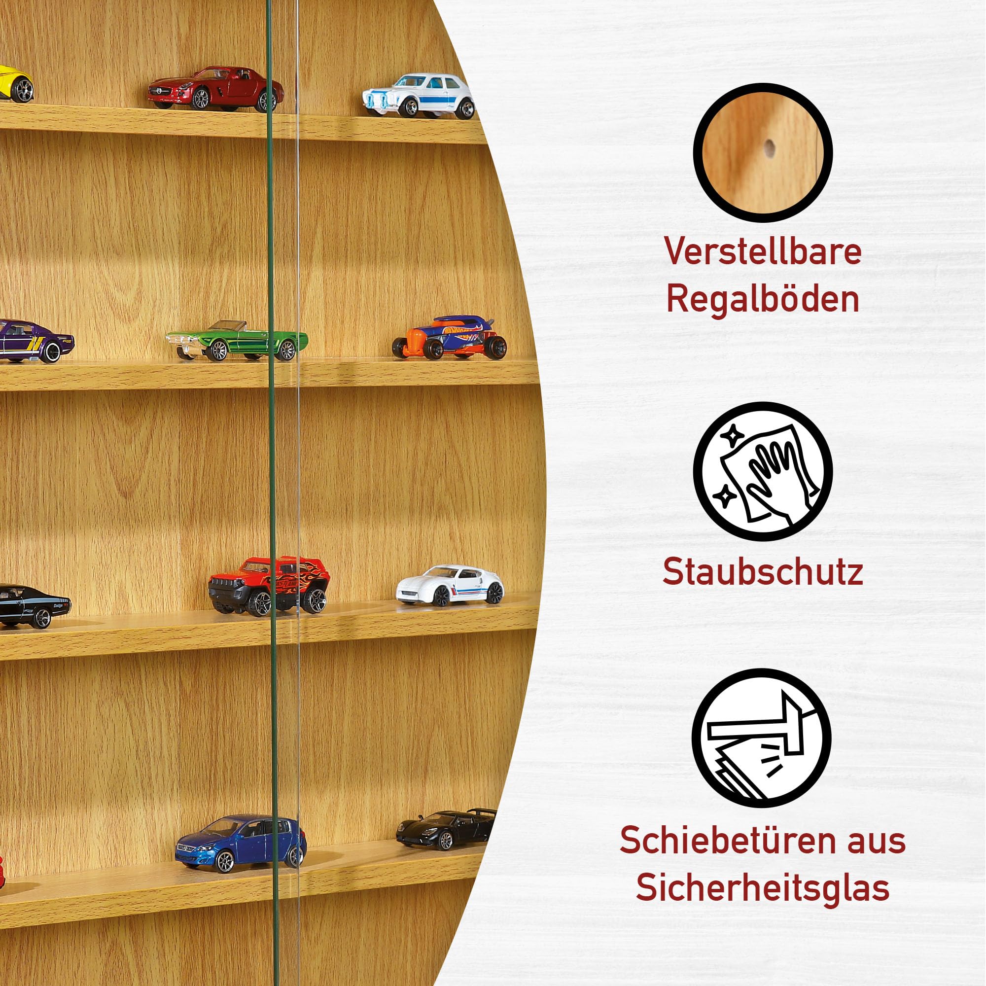 Inter Link Espositore da parete per oggetti da collezione Mobile a 4 ripiani 5 scomparti per miniature MDF Decoro Faggio (80x60x9,5 cm) Acquario