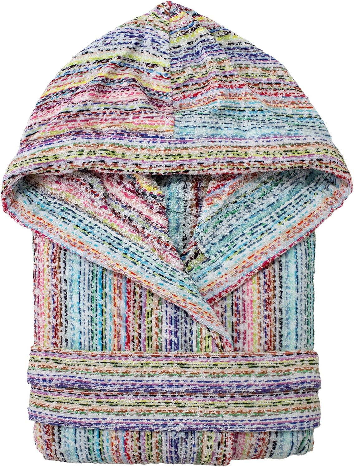 Nada Home Badjas heren dames badstof velours chenille met capuchon Jacquard 7126, Tropea Grijs, L