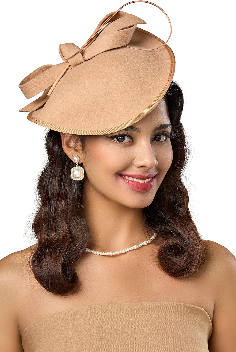BABEYOND Derby Hats for Women – Kentucky Fascinators Tea Party Hats Headband Felt Large Fascinator for Wedding