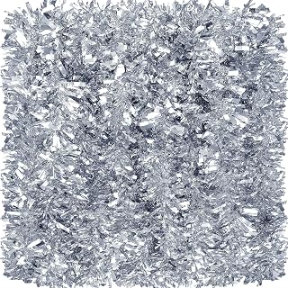 57.6 Feet Christmas Tinsel Garland Christmas Tree Decorations Christmas Garland Ornament Glitter Tinsel Twist Garland Metallic Streamer Outdoor Hanging Garland for Wedding Birthday(Silver)
