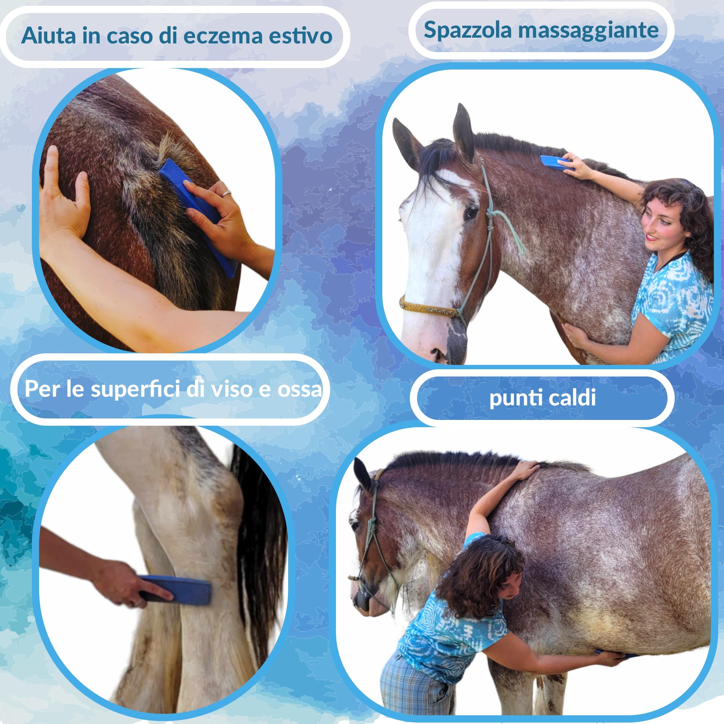 Spazzole per Cavalli, Kit 6 In 1 per La Strigliatura Dei Cavallo Spazzola PURE HORSE Pettine Massaggiante per Cavalli Grooming, Spazzola Morbida, Massaggio ] per la Pulizia Di Testa E Corpo, Shampoo