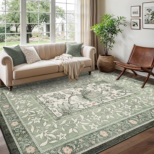 Amazon.com: GarveeHome Provence 5x7 Area Rugs, Botanical Grove Sage ...