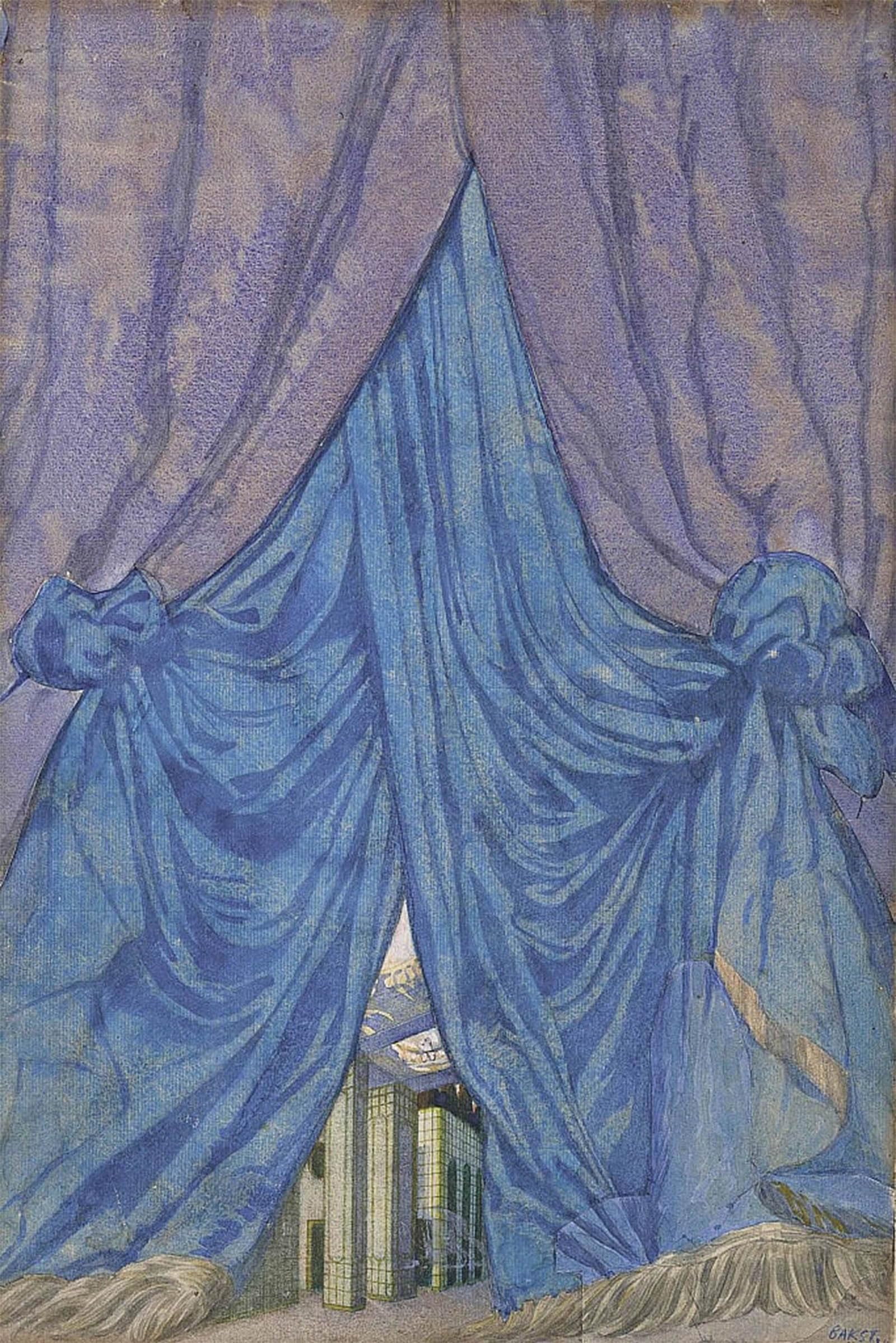 Posteriik No Frame Vintage Art Print Images Pictures Print Design Of Curtain For The Ballet Poster By Leon Bakst Modern Colour Posters For Office Home Decor 60X90cm