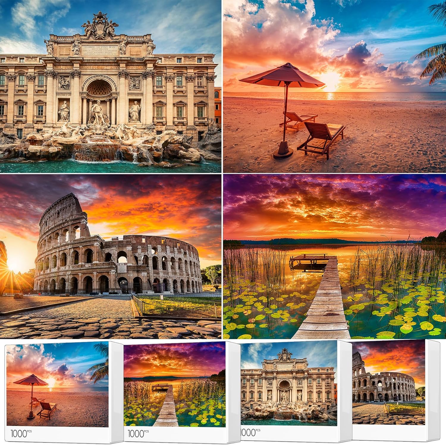 4 Pack 1000 Pieces of Jigsaw Puzzles for Adults, Puzzles for Adults - Zion & Yellowstone & Grand Canyon National Park Nature Landscape Challenging Puzzles for Home
