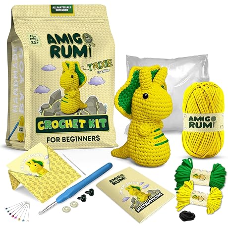 Amigo Rumi Dinosaur Crochet Kit: Master the Art of Amigurumi