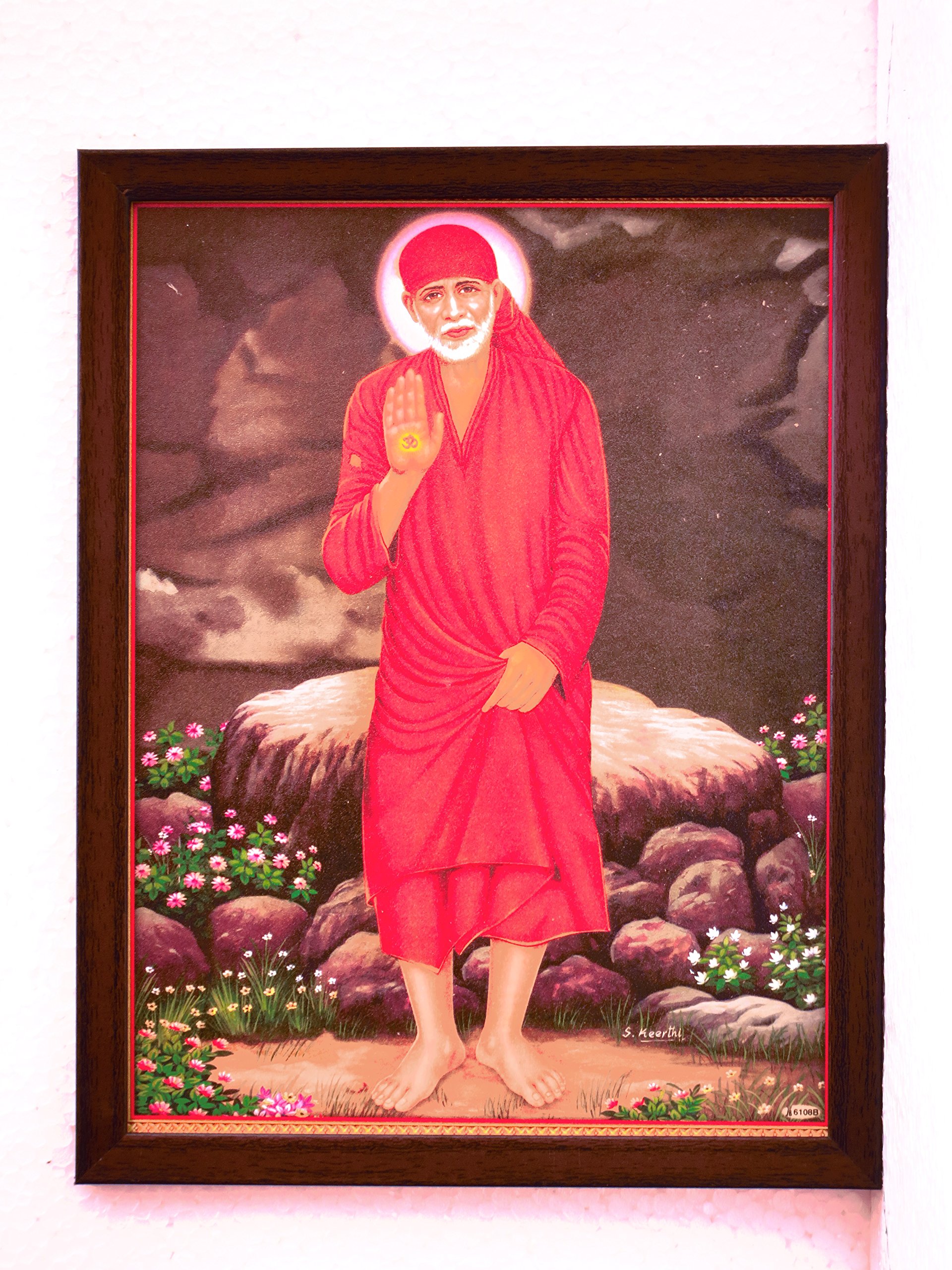 Póster de Sai Baba elegante con laminación resistente al agua y tela bendecida 4