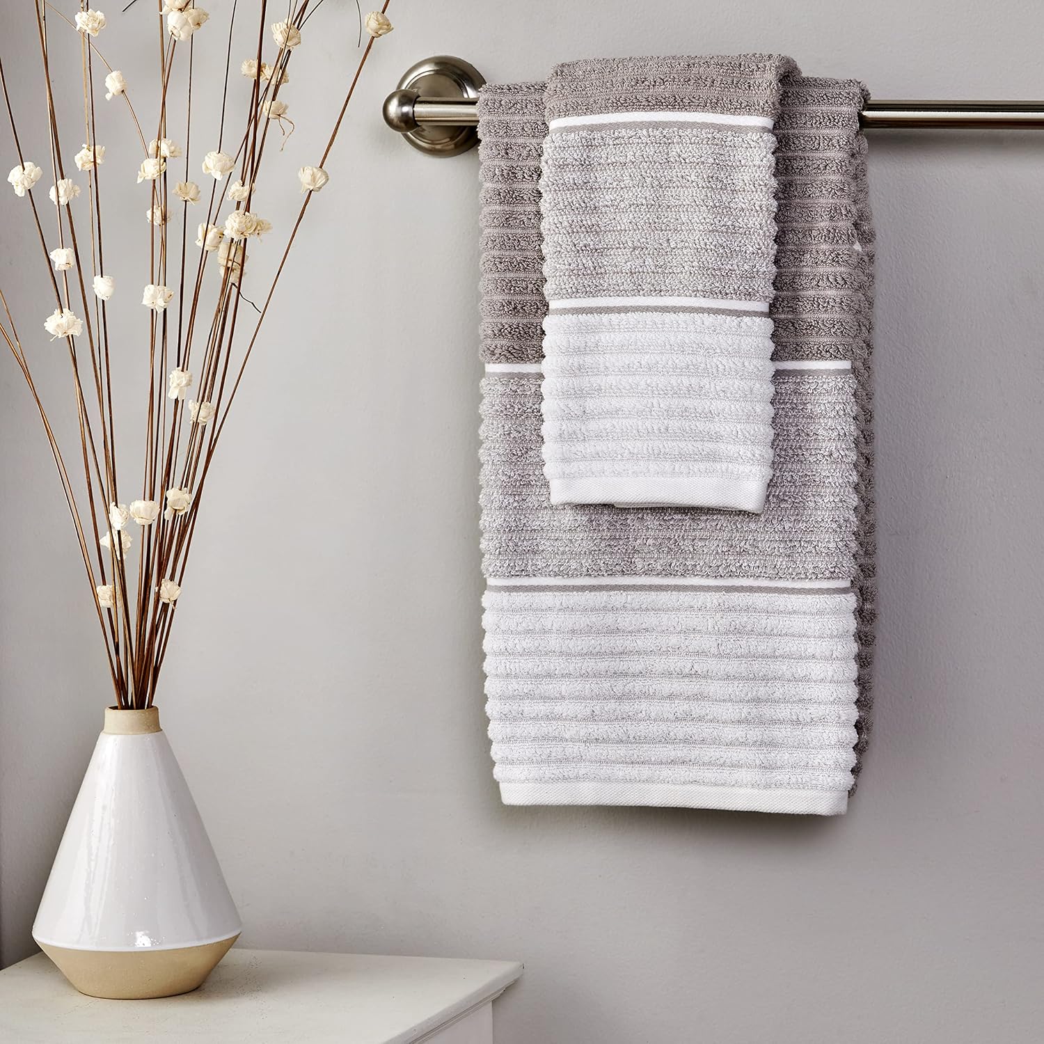 SKL Home Planet Ombre 100% Turkish Cotton Premium Bath Towel, 600 GSM, Soft & Absorbent, Taupe