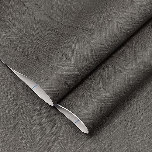 Papel tapiz de madera para despegar y pegar, vinilo gris oscuro, 15.7 x 120 pulgadas, papel de contacto autoadhesivo grueso impermeable para