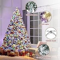 Vista 94 de Yaheetech 7.5ft Pre-lit Spruce Artificial Christmas Tree Snow Flocked Hinges Tree with 550 Multicolor LED Lights & 1284 Branch Tips & Metal Stand