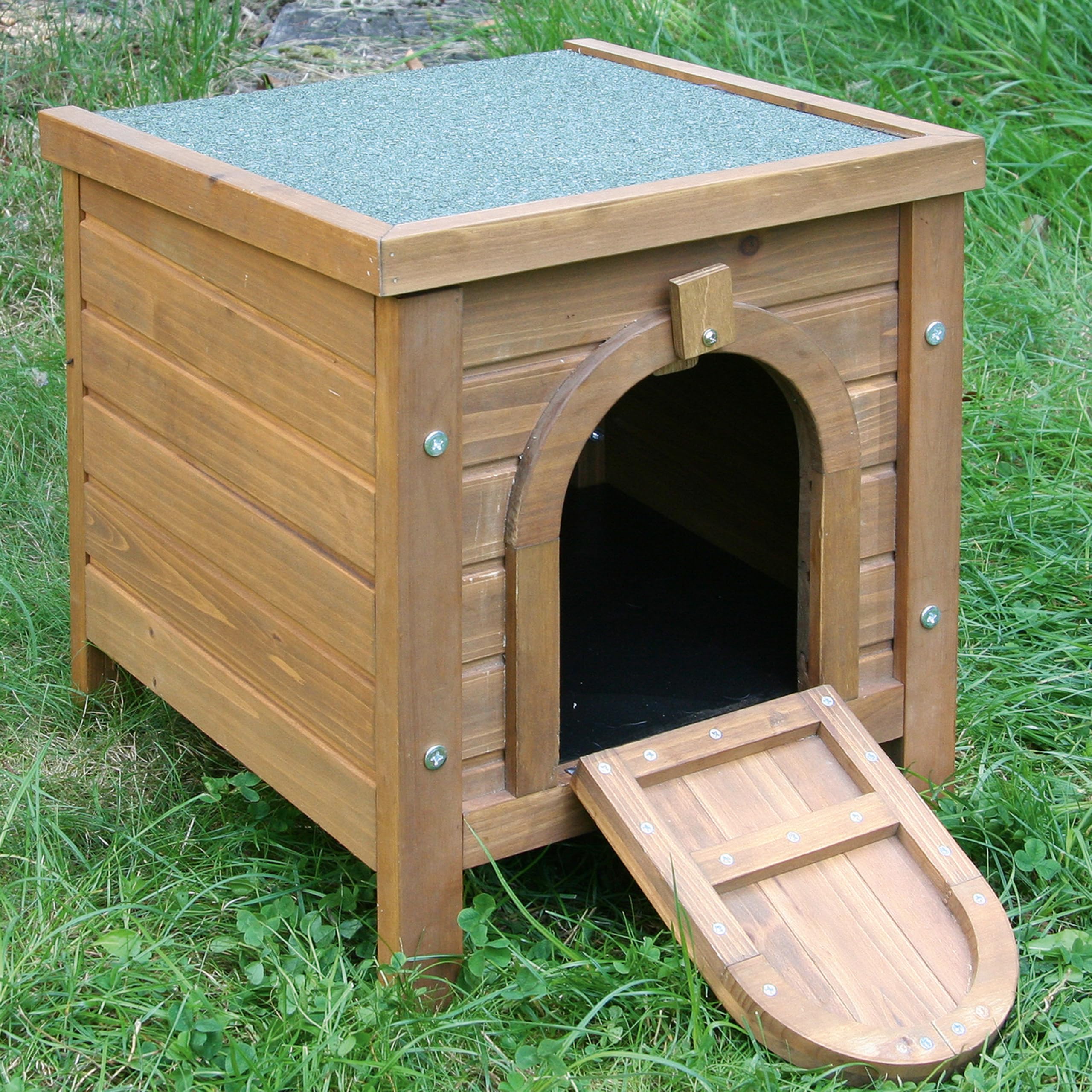 Kerbl Pet Outdoor Kleintierhaus, 36x36x40cm, wetterfestes Bitumendach, für Hasen, Kaninchen, weitere, Kleintiere, einfache Reinigung, verschließbar