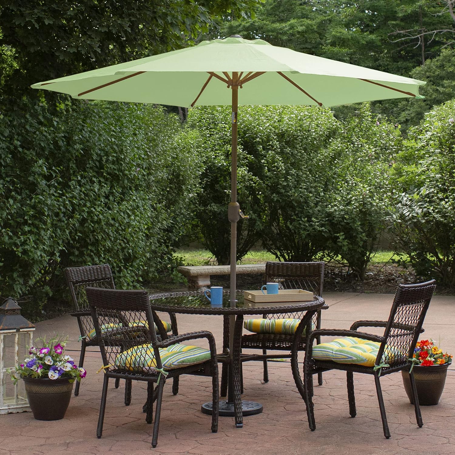Northlight Outdoor Patio Market Umbrella with Hand Crank and Tilt - 9' - Sage Green