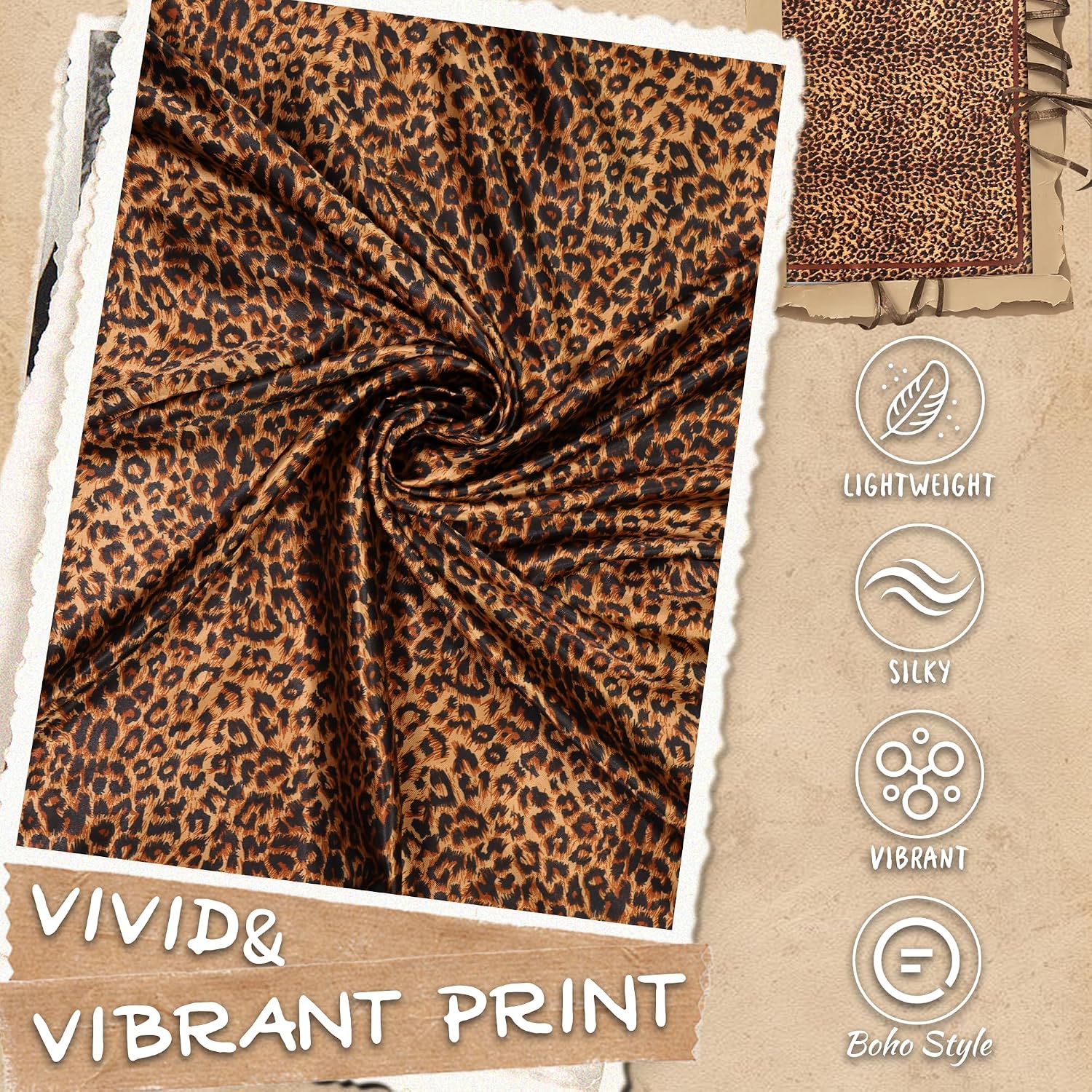 Large Head Scarf Bandana - 35" Satin Hair Scarf for Women Like Silk image 4