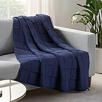 Serta Zen Rest 10 lbs Weighted Blanket - Glass Beads Fill, Wrinkle Resistant, Hypoallergenic Throw 48x72 Navy