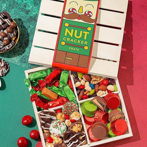 Miniatura 8 de BONNIE AND POP - Cesta de regalo de nueces Regalo saludable de nueces surtidas en caja de madera reutilizable Bandeja de gran variedad