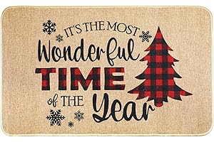 Red and Black Lattice Christmas Tree Pattern Holiday Mat for Outdoor