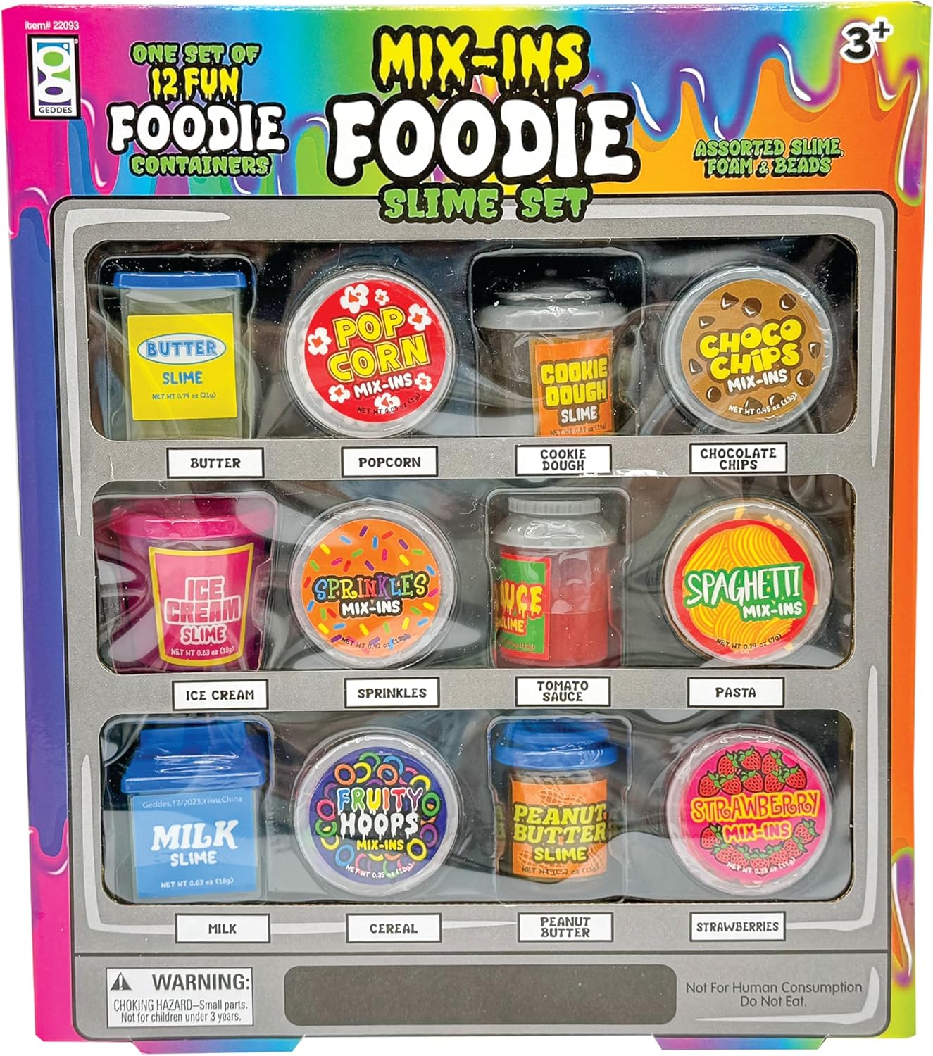 Raymond Geddes Mix-Ins Foodie Slime Set (Set of 6) - Slime Party Kit with 6 Mix-Ins, 6 Flavored Slime – Play Kit for Kids