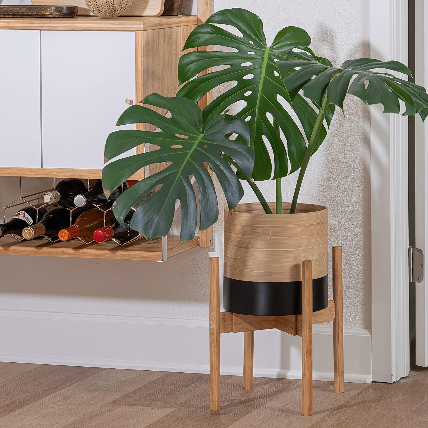 HABITAS Plant Pots for Indoor Plants - Modern Planter Style Made from Bamboo. Includes Large (10 inch Plant Pot), Medium (8") and Small (6") Planters for Indoor Plants. No More Plastic Flower Pots.