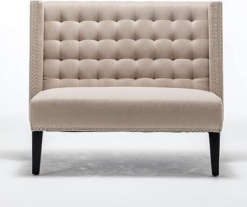 Miniatura 21 de Sofá de dos plazas pequeño y moderno de 46 pulgadas, sofá de 2 plazas, sofá de dos plazas, banco de comedor con ribete de cabeza de clavos, sofás de