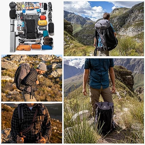 Miniatura 7 de Naturehike Rock-40L60L+5L - Mochila de senderismo con marco interno, bolsa impermeable para camping, mochila ultraligera para exteriores con