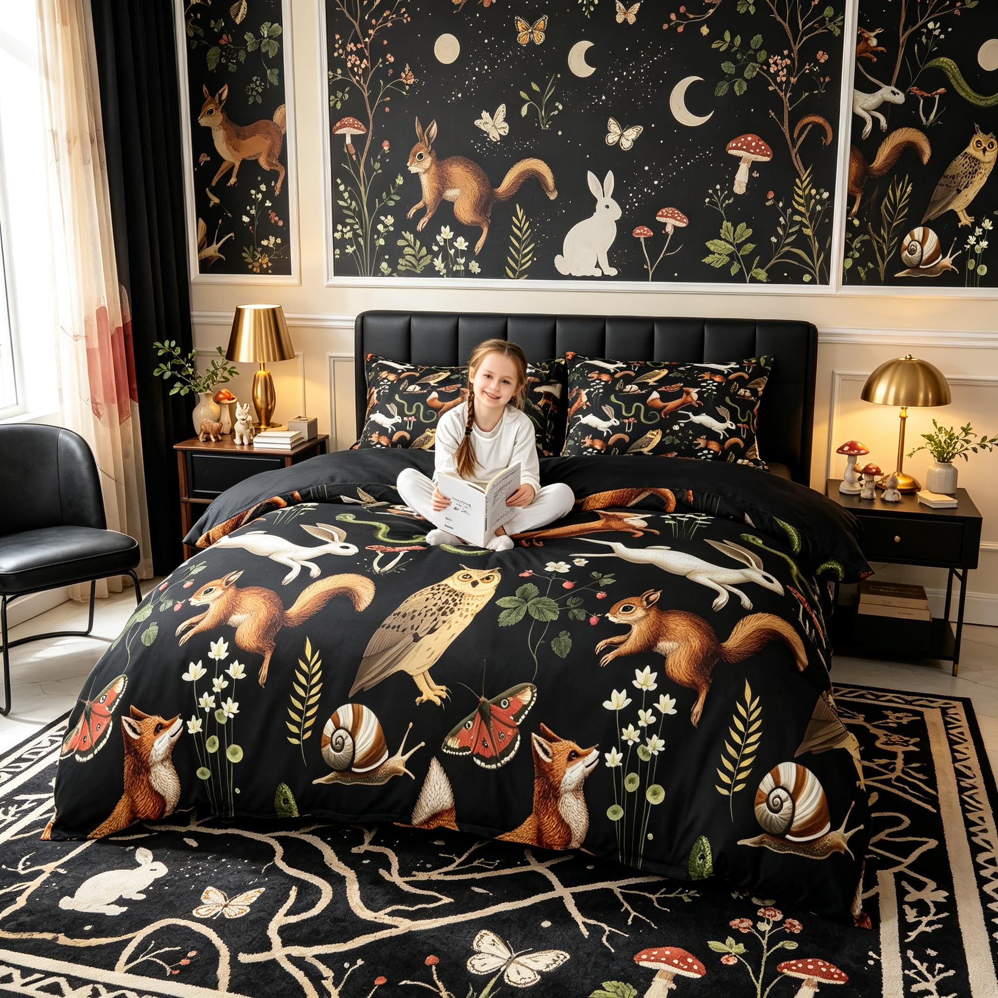 Loussiesd Animal Duvet Cover Junior/Cot Bed Size Rabbits Foxes Squirrels Bedding Set for Boys Girls Zoo Animal Comforter Cover Bedroom Decor 2Pcs Zipper Closure with 1 Pillowcases — image 1