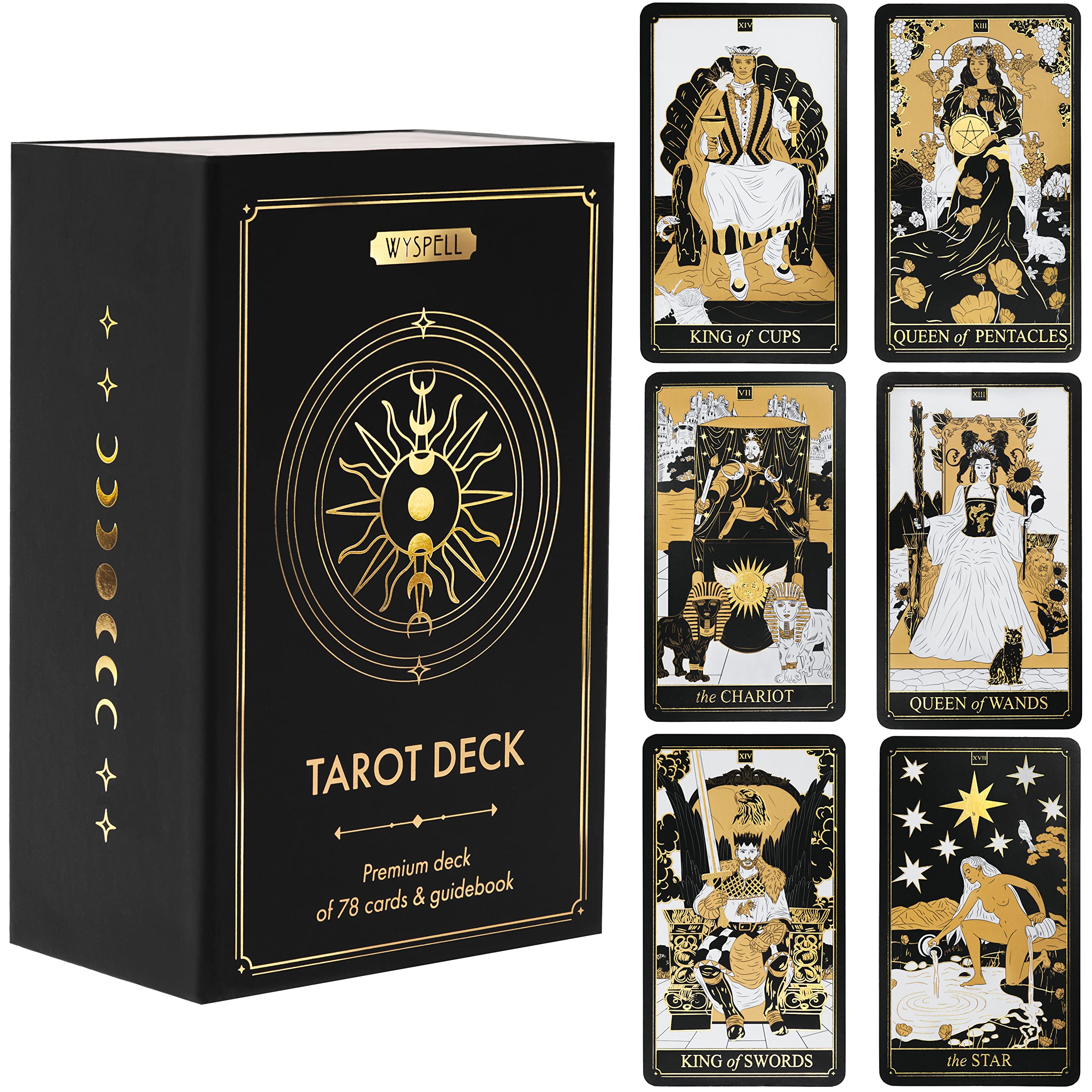 Amazon.com: Tarot Cards with Guide Book - 78 Gold Tarot Cards for Beginners Tarot  Deck Set - Rider Waite Tarot Deck with Guidebook - Black Tarot Decks with  Guidebook - Original Tarot