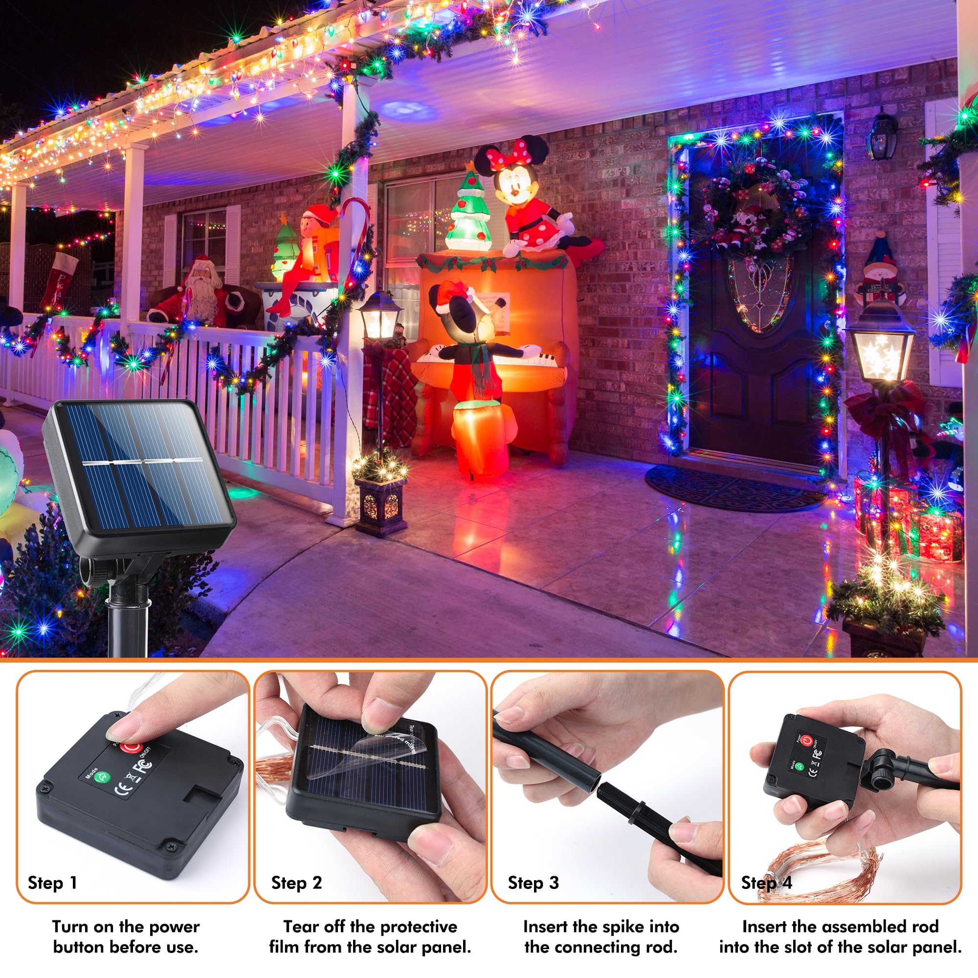 Guirlande Lumineuse Solaire Extérieur 2x12m 120 LED - IP65 étanche - 8 Modes - Pour Jardin, Balcon, Fête