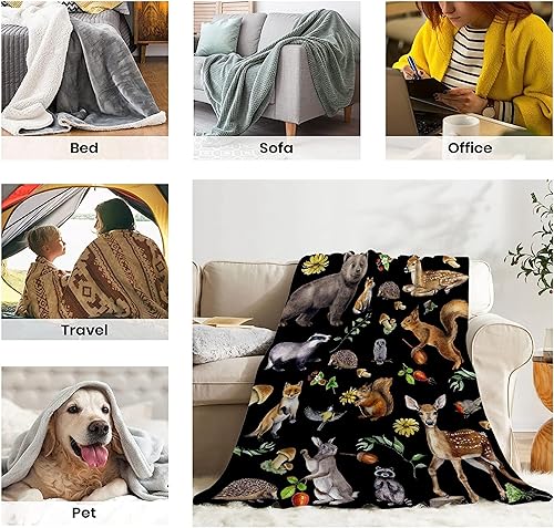 Miniatura 7 de Manta con estampado de animales, regalo de oso de hongos de dibujos animados, manta de franela súper suave para sofá, cama, campamento y viajes,