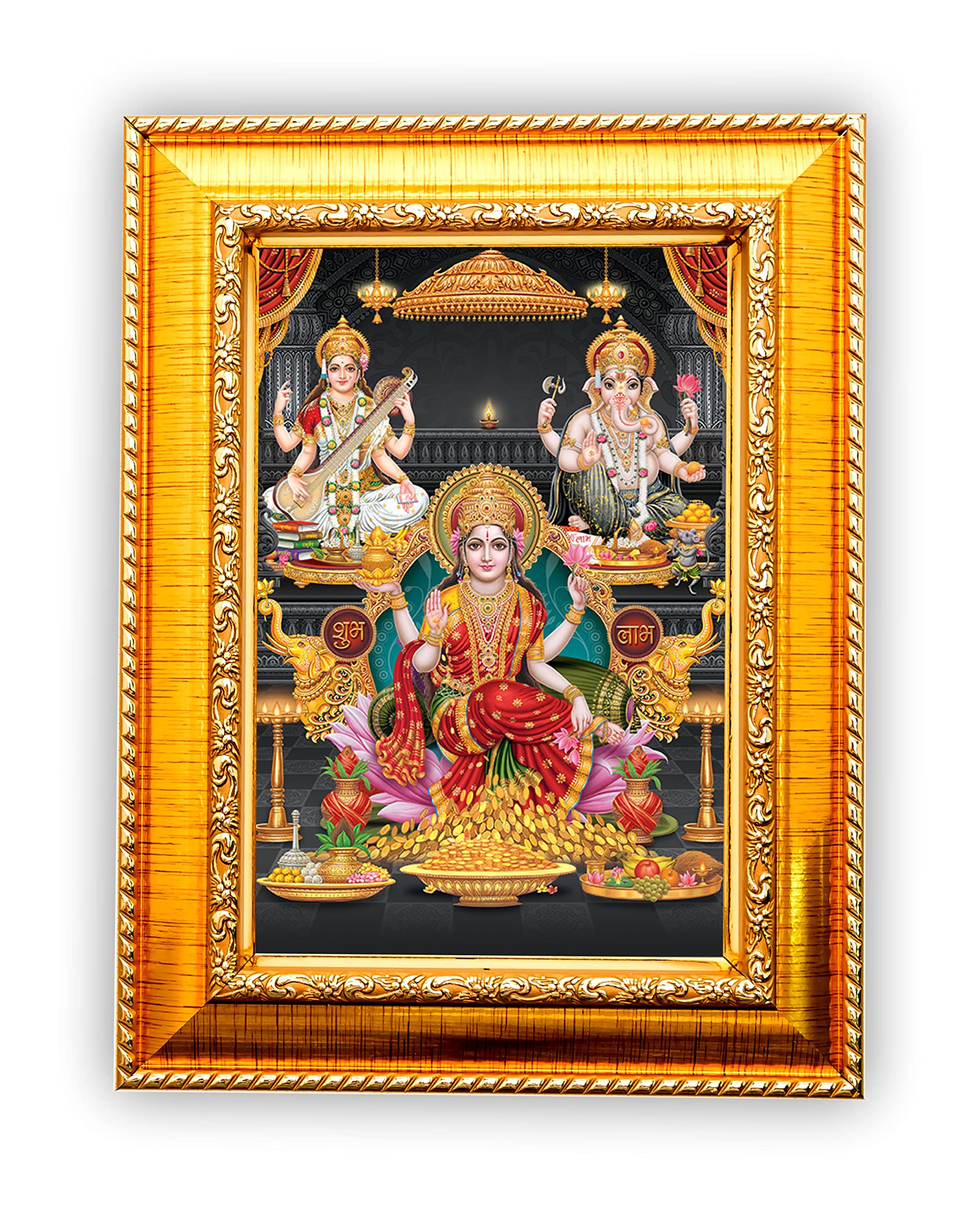 Buy Golden Gods Lord MAHALakshmi GaneshJI HD Photo Frame, LaxmiJI Photo