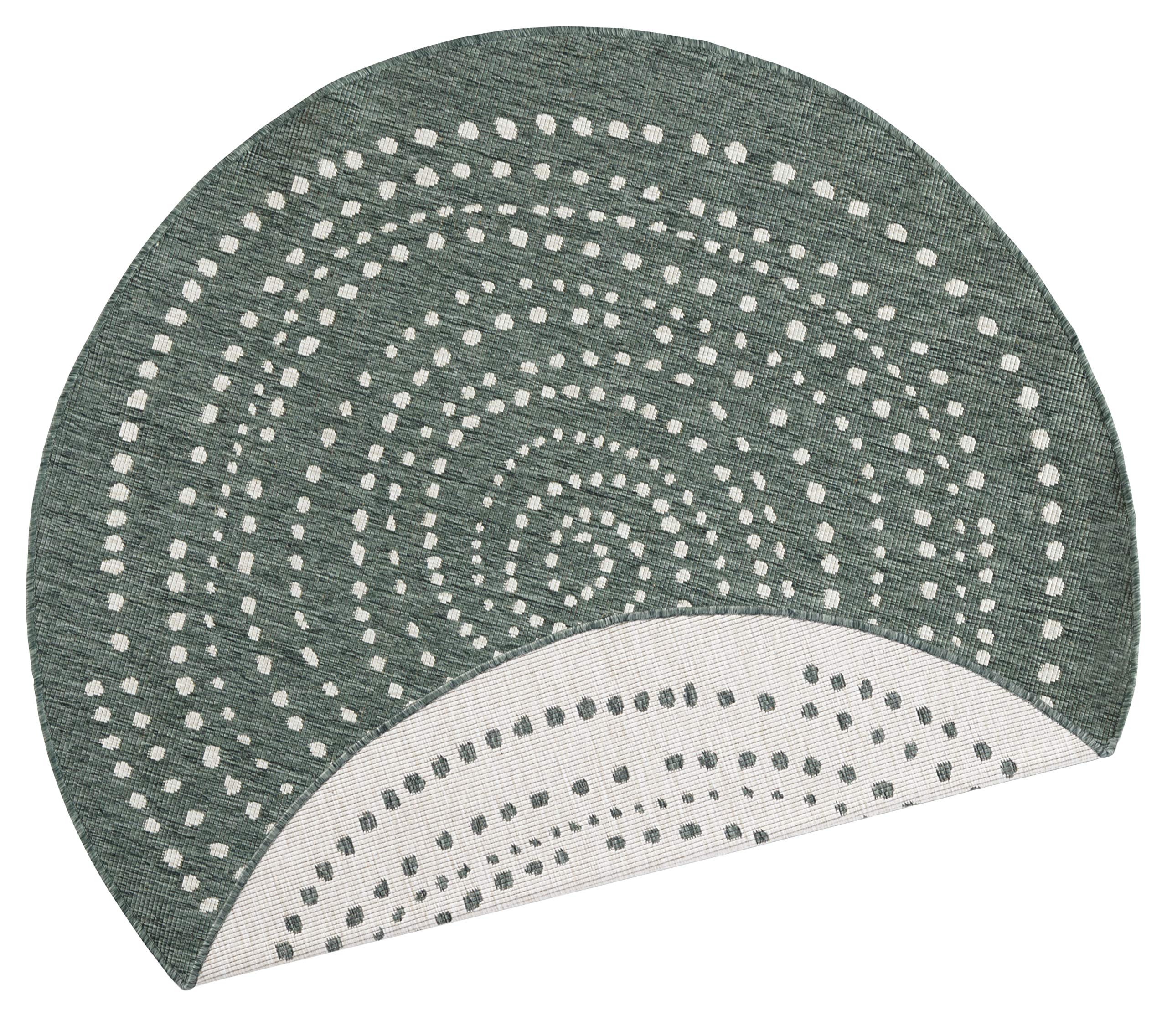 NORTHRUGS In- und Outdoor Teppich Bali Rund ⌀140cm - Wendeteppich Wetterfest Modernes Punkte Design Läufer für Balkon Terrasse Garten Wintergarten Wohnzimmerteppich Wasserfest in Grün Creme