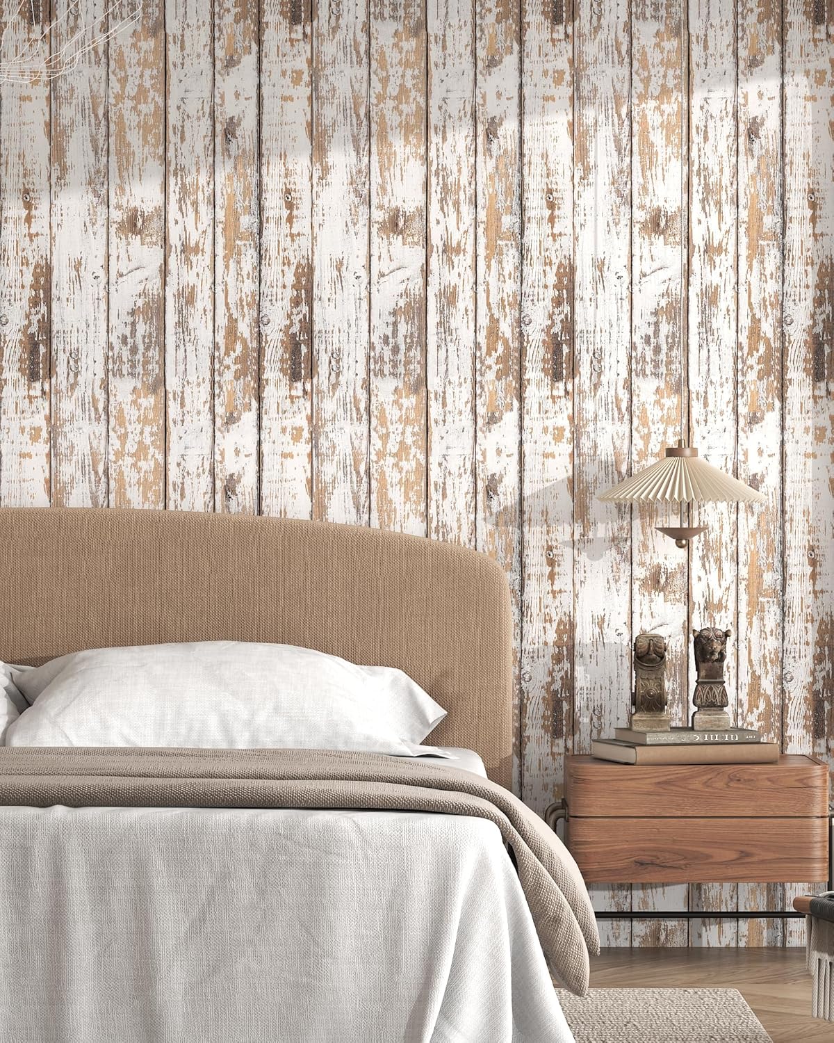 White and Brown Wood Wallpaper Vintage 17.3"x78.8" Distressed Light Wood Contact Paper Peel and Stick Wallpaper Self Adhesive Removable Wall Paper Shiplap Wood Grain Contact Paper for Cabinets Vinyl