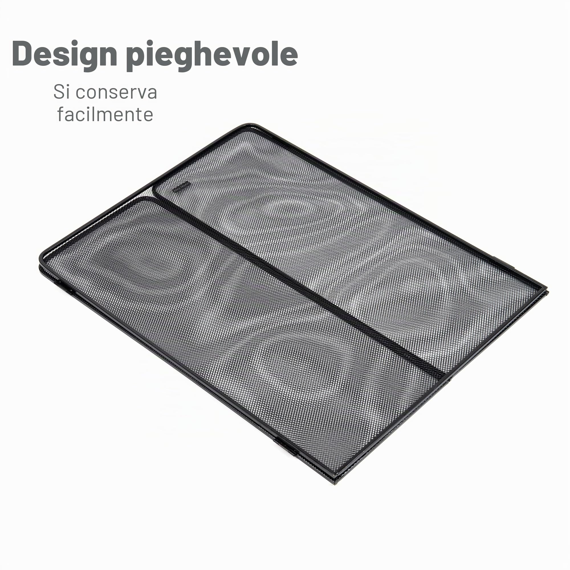 Mind Reader 3-Panel Fireplace Screen, Folding, Indoor Outdoor Pellicola Protettiva per Camino, Metallo, Nero