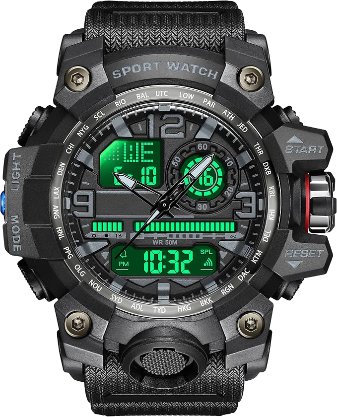Orologio Digitale Da Uomo, Orologio Sportivo Impermeabile Da Polso Con Cronografo E Sveglia Con Retroilluminazione~p145634977