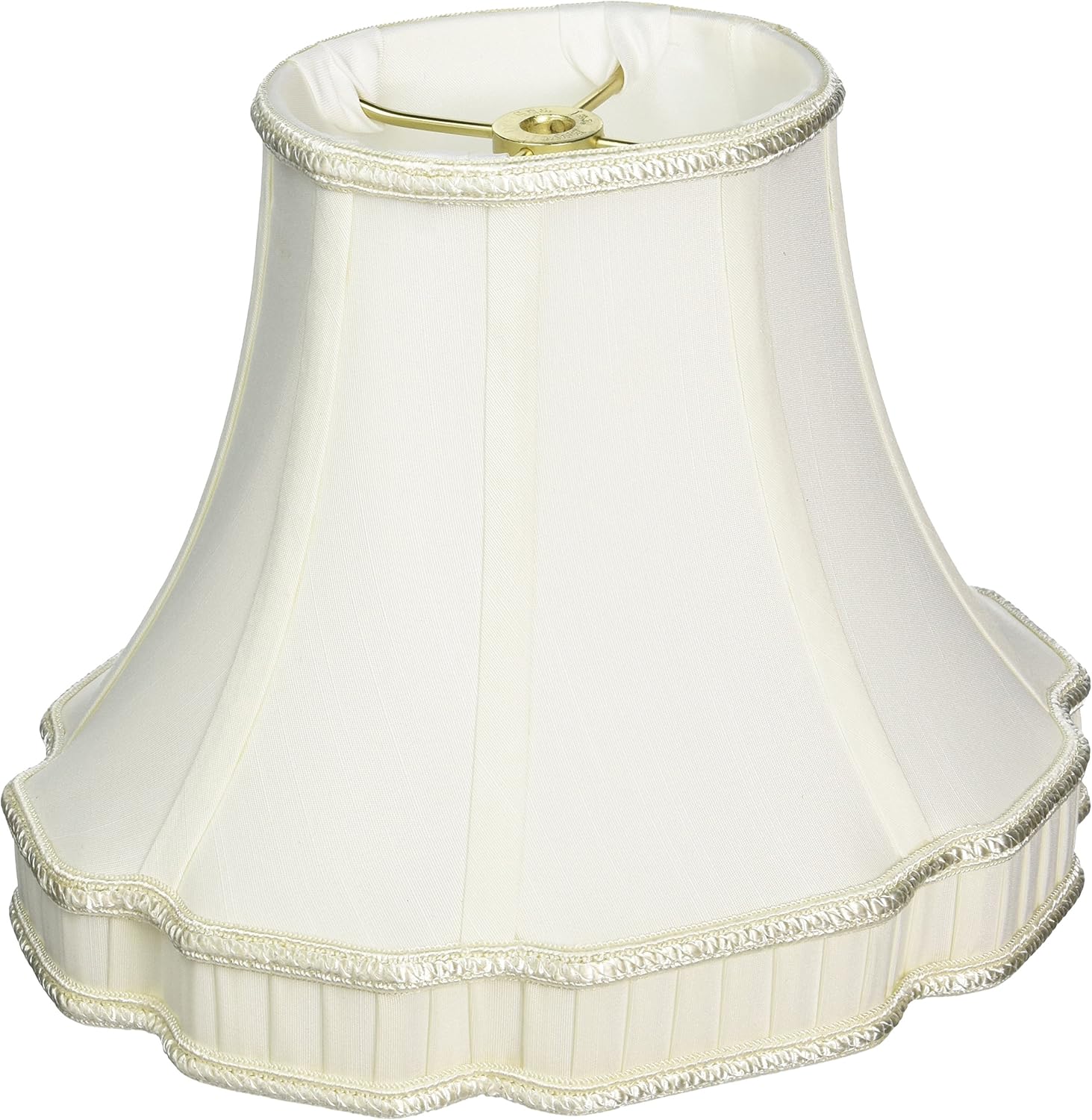 Royal Designs Oval Bell Scallop with Bottom Gallery Designer Lamp Shade, Eggshell, (6 x 4.75) x (12 x 9.5) x 9.5