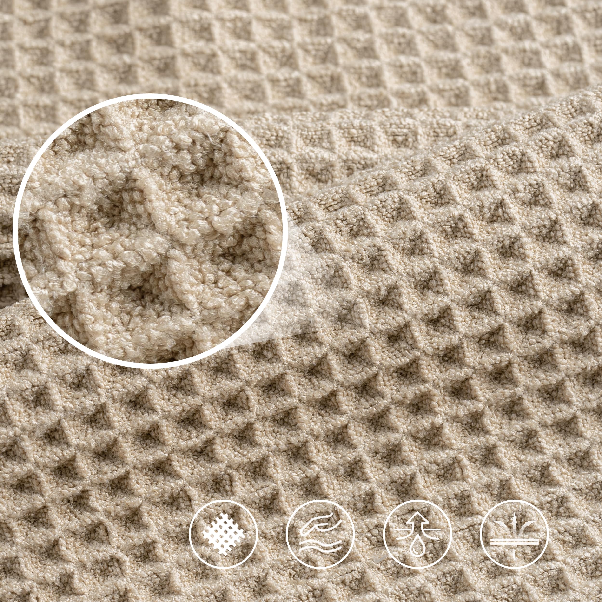 Polyte Drap de Bain XL Microfibre Gaufrée 430 GSM, Lot, 88,9x177,8 cm | Lot de 2, surdimensionnés, non pelucheux, séchage rapide