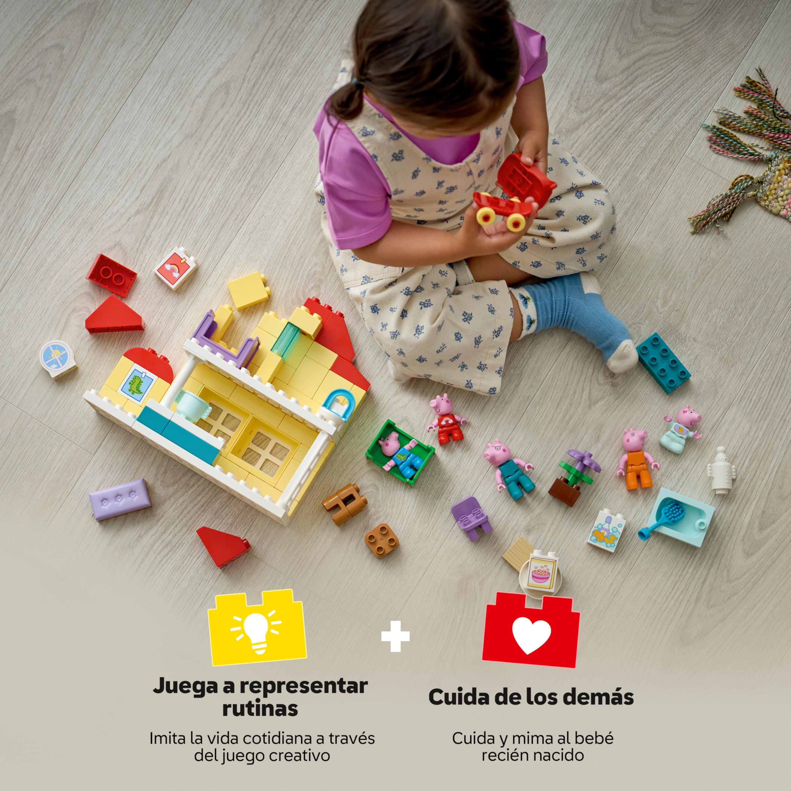 LEGO Duplo Peppa Pig Casa Familiar - Juego para la Motricidad Fina - Juguete Montessori con 5 Figuras y Accesorios de Casa de Muñecas - Regalo para Niñas y Niños de 2+ Años - 10467