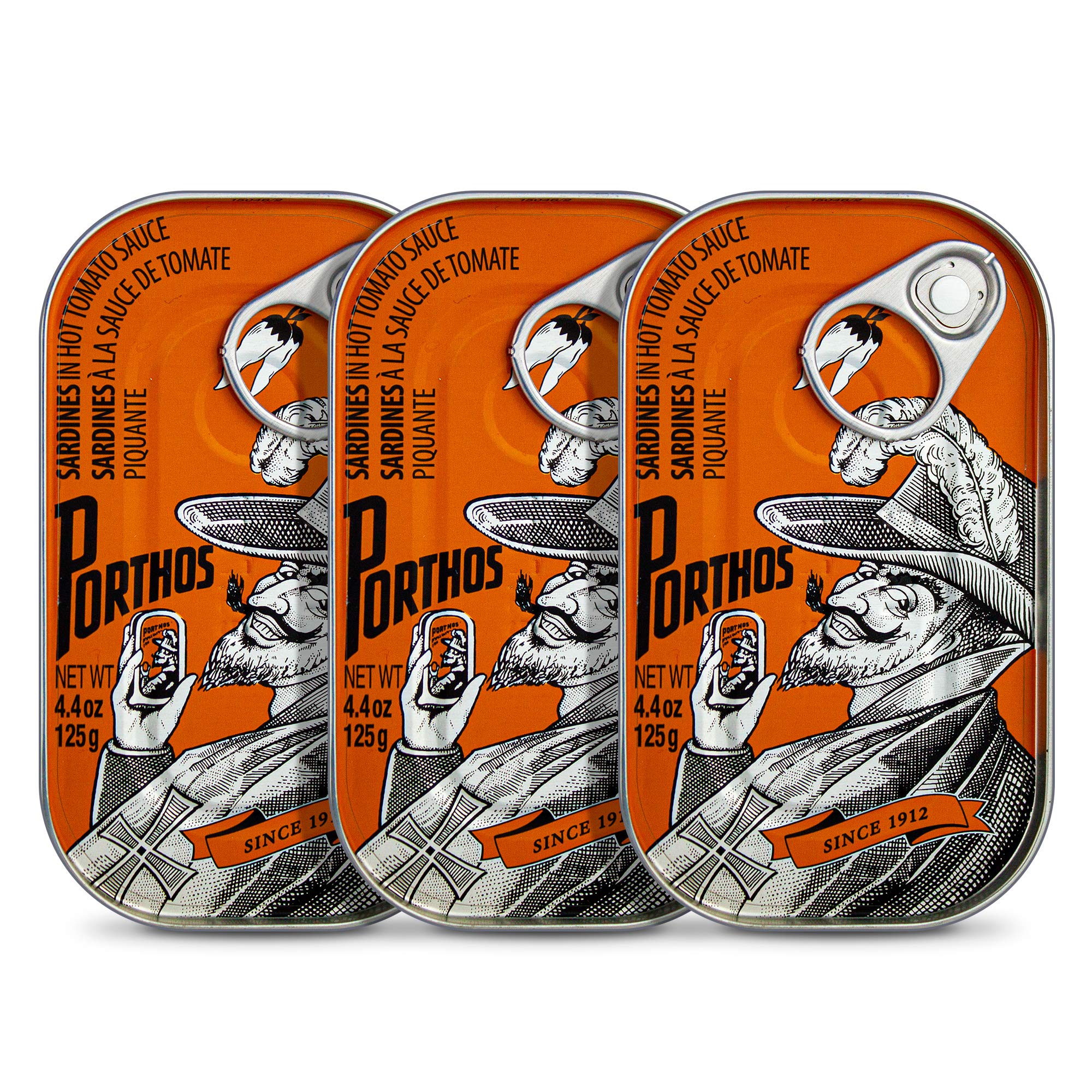 Sardine in Salsa di Pomodoro Caldo | Linea Vintage | 3 x 125 g | Porthos | Portogallo