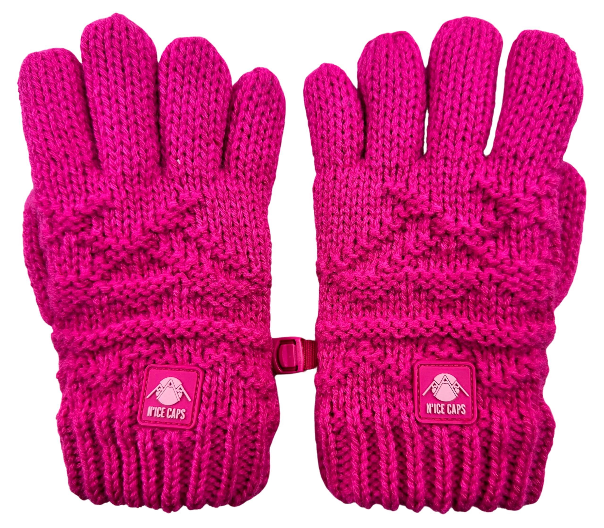 N'Ice Caps Little Kids Winter Gloves Cable Knit Warm Sherpa Lining Girls