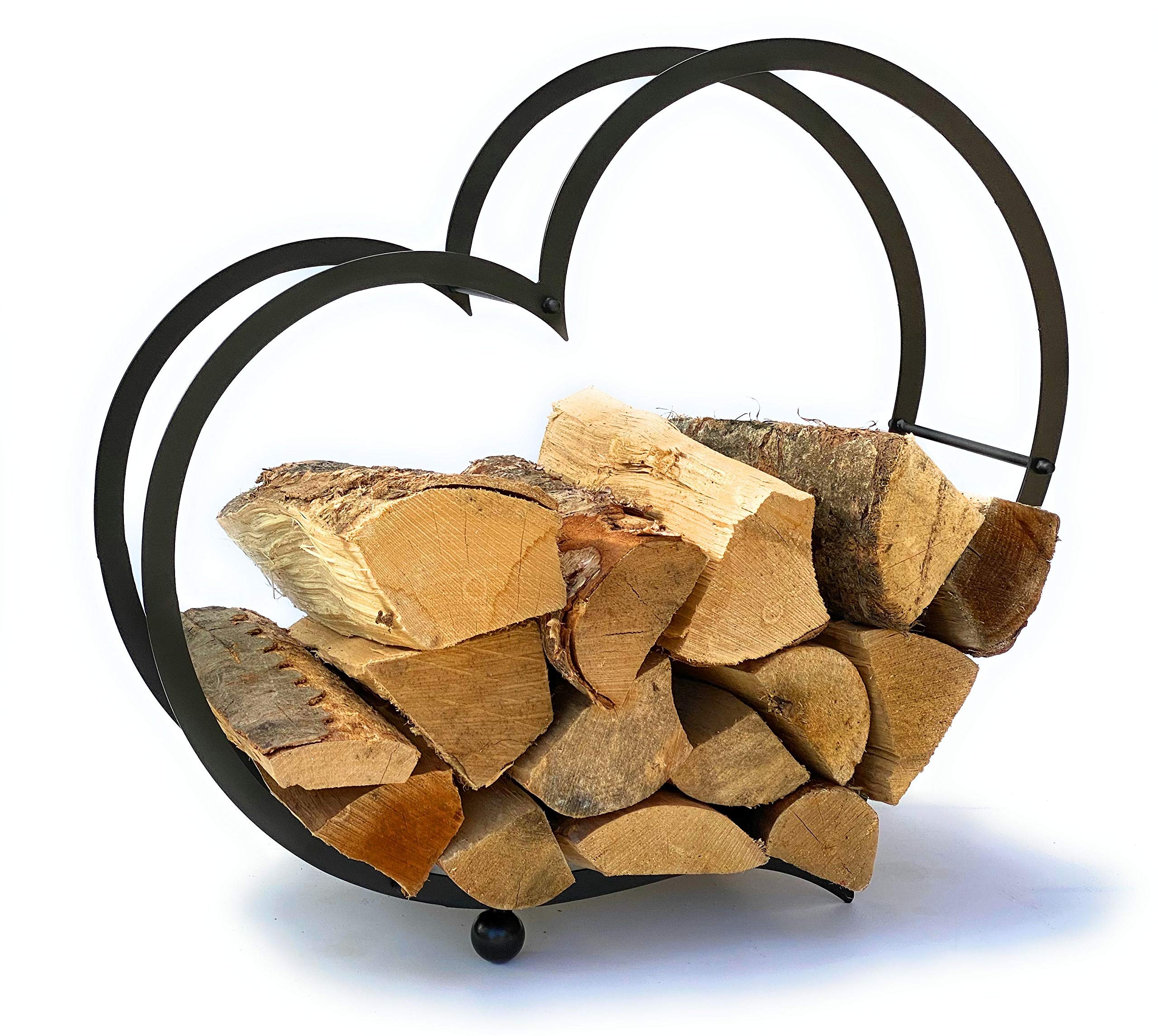 DanDiBo Kaminholzregal Innen Metall Herz Kaminholzständer 64 cm 181134 Holzkorb Kaminholzhalter Feuerholzhalter