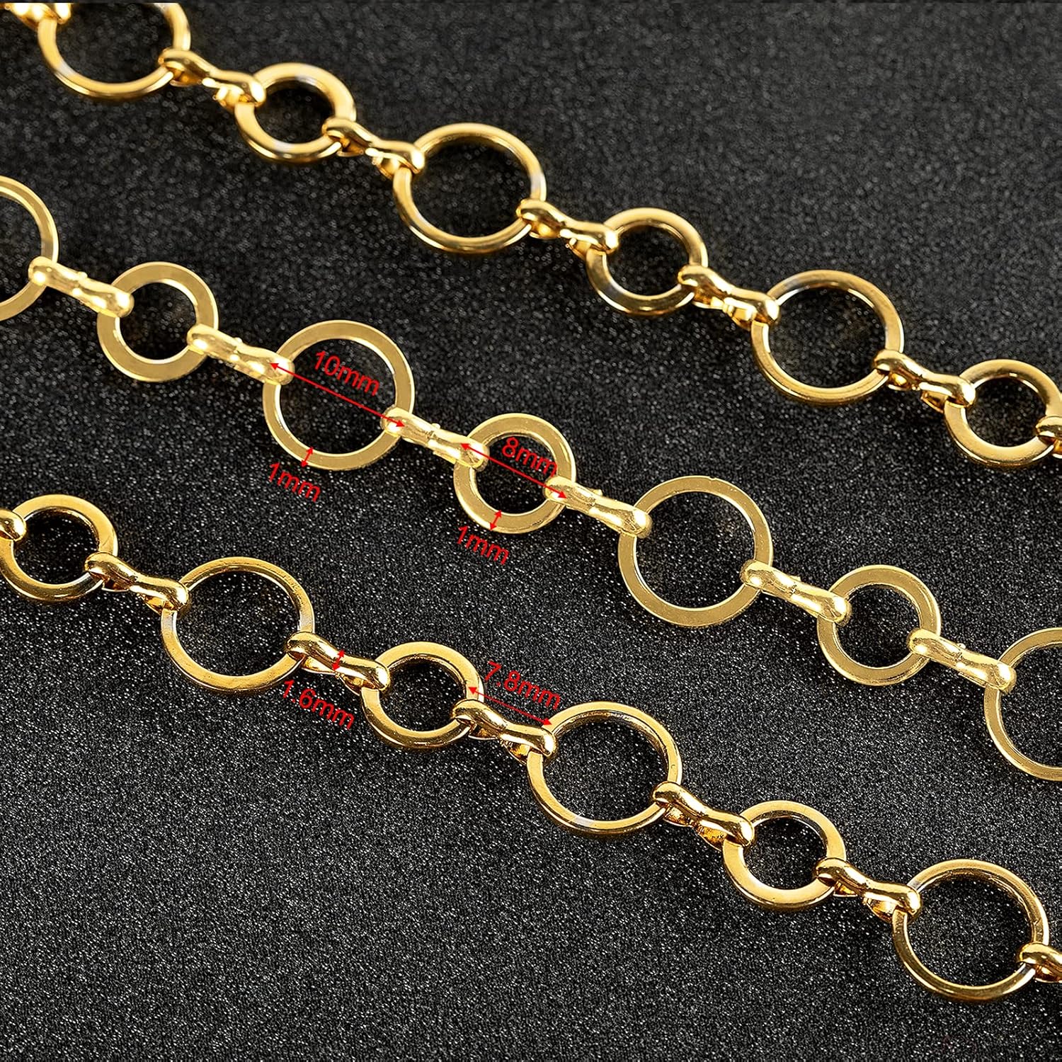 UMAOKANG Gold Plated Stainless Steel Chains for Jewelry Making, Round Circle Link Chain Bulk with Jump Rings and Lobster Clasps for Men Women Necklace and Bracelet DIY Jewelry Making Supplies